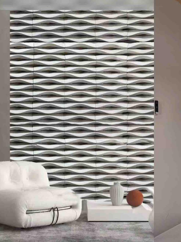 PU 3D Wave Pattern Decorative Wall Panels