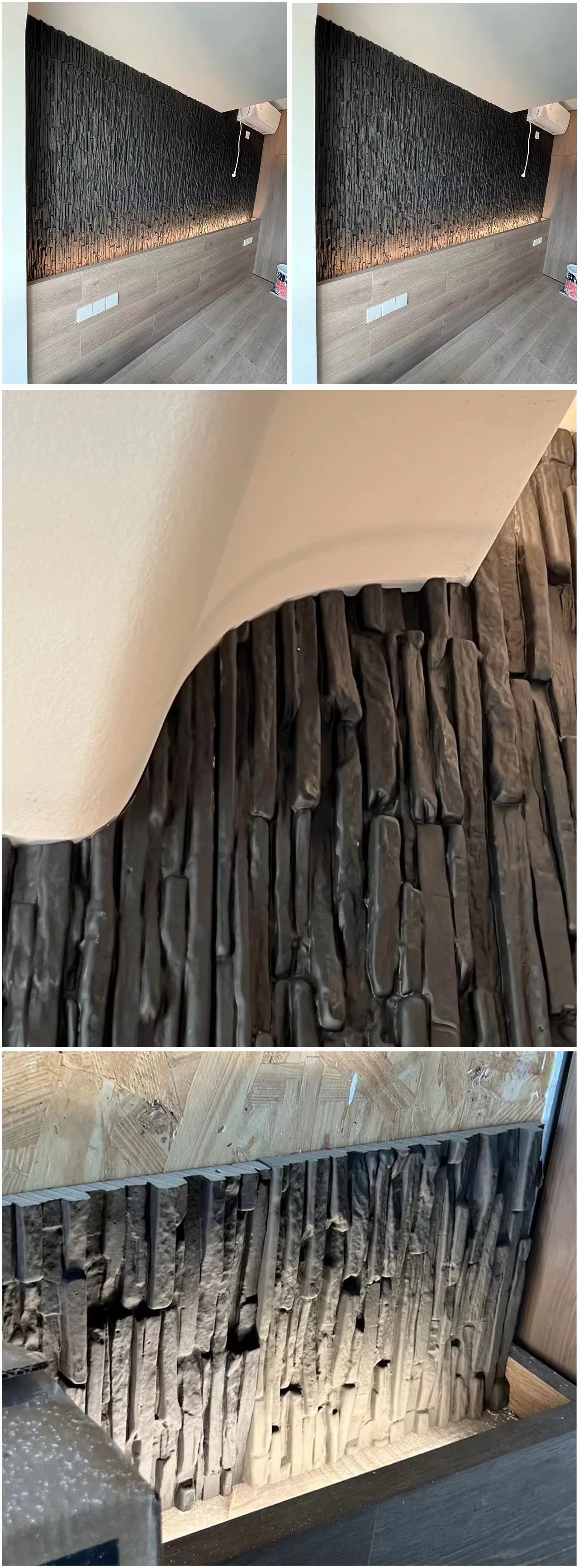 3d Pu Stone Veneer Wall Decor lightning Stone Wall Board for Interior and Exterior Wall