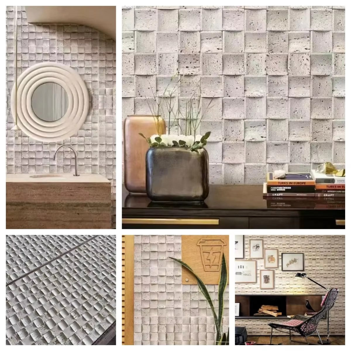 High-end Modern Soft Stone Travertine Mosaic 3D Texture Bendable for Bedroom Kitchen & School Accent Wall Bulk Order Sample