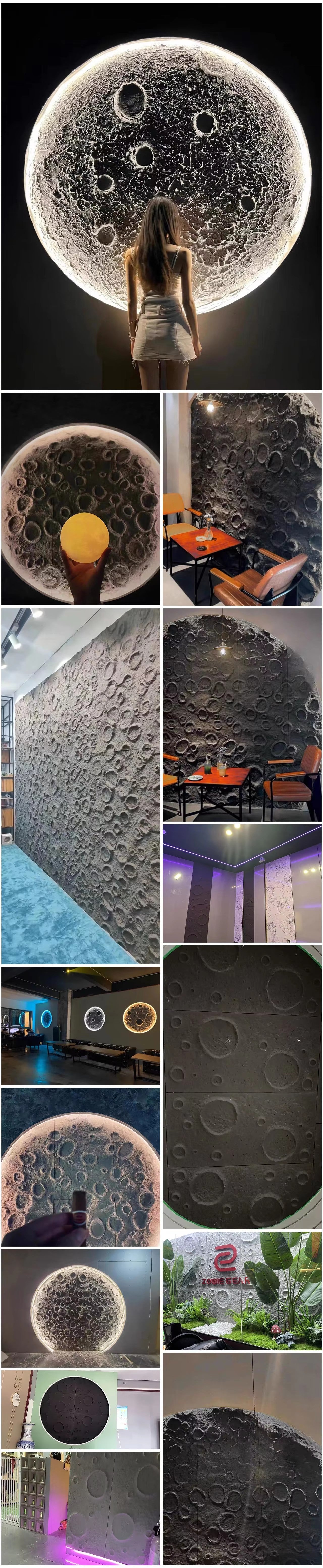 Lunar Stone Lightweight Simulation Stone Skin Background Wall 3D Planet Surface Crater PU Stone Wall Panel